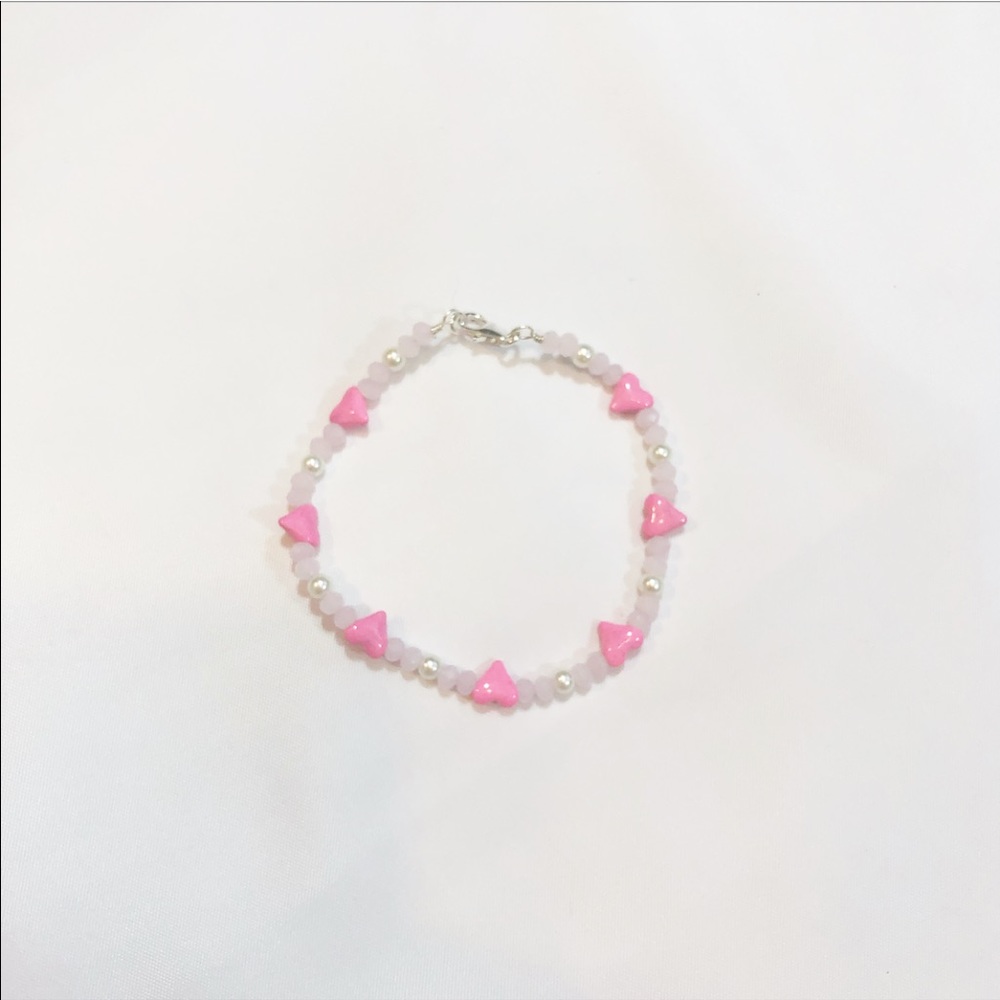 PEARL & PINK HEART BRACELET